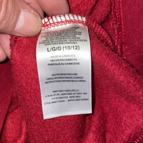 AND1 basketball hoodie red with black basket ball player kids large 10 - 12 - Picture 6 of 6